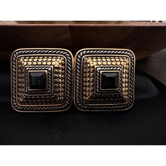 Vintage Paquette Mixed Metal 2 Piece Interlocking Belt Buckle Rhinestone - Picture 1 of 16